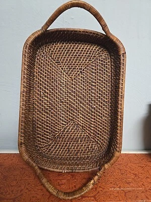 Pampered Chef Woven Selections Large  Wicker Serving Tray Square - Image 1 of 4