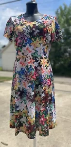 NEW Women's S-XL Multicolor Floral Garden Reflections Dress Knee Length -Paragon - Picture 1 of 12