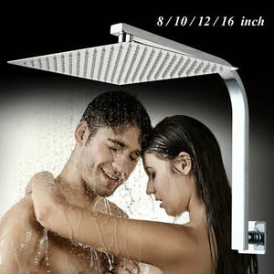 Cabezal de ducha cuadrado de lluvia de montaje en pared con grifo mezclador de brazo de ducha de cuello de cisne - Imagen 1 de 19