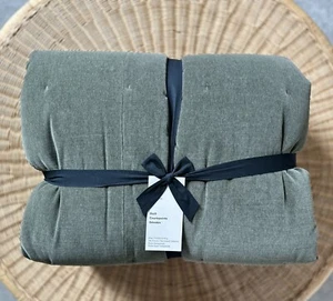 NEW West Elm Classic Cotton Velvet Tack Stitch Quilt (K/CK)-Dark Olive - Picture 1 of 4
