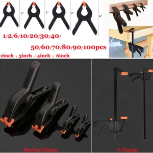 2" 3" 4 " 6" Plastic Spring Clamps Tips Tool Clip Jaw Opening/ F Clamps 1-100PCS - Picture 1 of 33