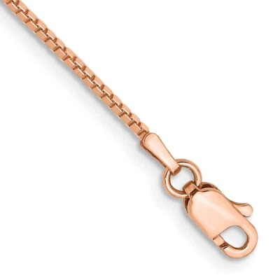 Real 14K Rose Gold 1.0mm  Box Chain Chain Bracelet; 8 inch; Lobster Clasp - Image 1 of 3