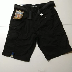 Pantalones cortos de carga para hombre IRON Co. sarga elástica con cinturón negro talla 32 nuevos con etiquetas - Imagen 1 de 10