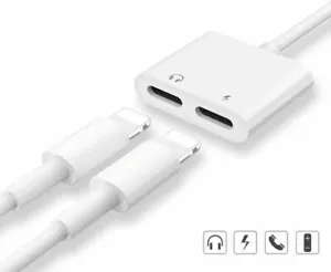 2in1 Adapter Splitter Dual Headphone Audio & Charger For iPhone 13 12 11 X 14Pro - Picture 1 of 4