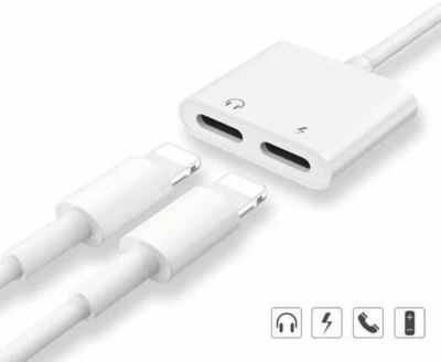 2in1 Adapter Splitter Dual Headphone Audio & Charger For iPhone 13 12 11 X 14Pro - Image 1 of 4