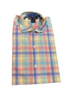 6 Retford Boys Plaid Pastel Button Up Shirt New Made in USA 100% Cotton - Picture 1 of 7