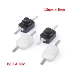 Interruptor pulsador de encendido/apagado DC 30V 1A blanco negro 12 mm x 8 mm para mini antorcha eléctrica - Imagen 1 de 11