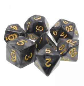 Juego de 7 dados poliédricos de mármol negro número dorado con bolsa negra - ónix aceitoso - Imagen 1 de 2