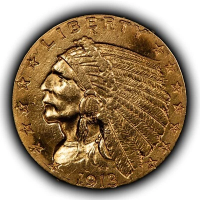 1913 G$2.50 Indian Head Gold Quarter Eagle - Authentic US Coin - SKU-G5184 - Image 1 of 4