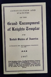 1987 Constitution Statutes of the Grand Encampment of Knights Templar Masonic - Picture 1 of 1