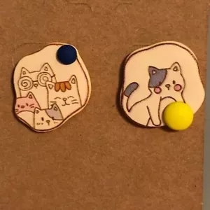 Cat Stud Earrings Fur Mom Gift Playful Cat Stud Earrings Child Earrings Kawaii - Picture 1 of 2