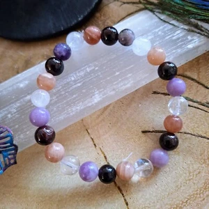 Menopause Bracelet crystal healing Gift For Her moonstone garnet Clear Quartz - Picture 1 of 9