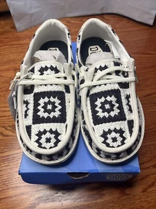 Hey Dude Wendy Black And Multi Crochet Slip on Shoes NWT Kid's Size J1 - Picture 1 of 6
