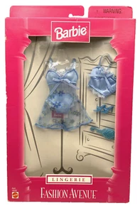 1998 Mattel Barbie Fashion Avenue Dessous blau Blumen Nachthemd Outfit MIB - Bild 1 von 8