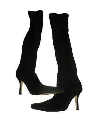 Bota para mujer Marc Fisher LTD Qulie imitación gamuza sobre la rodilla negra 6,5 usada una vez Foto 1 de 4