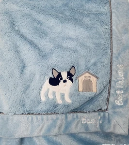 Koala Baby Blue Crib Blanket Babys Best Friend French Bulldog Puppy Doghouse - Picture 1 of 7