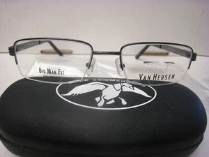 VAN HEUSEN EYEGLASS FRAMES Style H120 GUNMETAL 55-20-145  With Generic  Case - Picture 1 of 6
