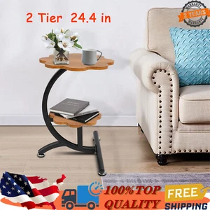 2 Tier Flower Sofa Side End Table for Living Room Small Accent Table Nightstand - Picture 1 of 20