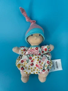 Bonikka Precious Baby Rubber Face Cotton Doll Mini Hat Floral Dress Girl 6.5” - Picture 1 of 4