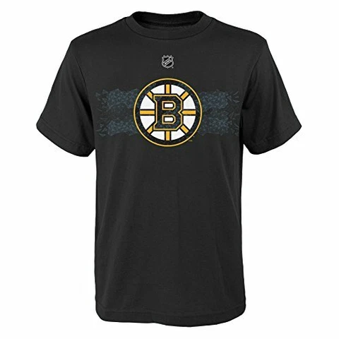 NHL Boston Bruins Boys Outerstuff Fractal Camo Player Short Sleeve Tee, Black Cover