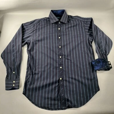 Camisa a Rayas Azul Botón Manga Larga Colección Johnston & Murphy Para Hombre Mediana Foto 1 de 4