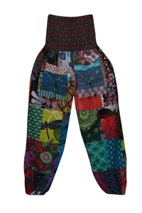 Boho Gypsy Hippy Beach Yoga Pant Cotton Patchwork Printed Loose Multicolor Pants