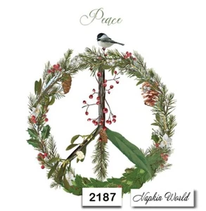 (2187) DOS servilletas decoupage de papel individuales para almuerzo - SEÑAL DE PAZ DE NAVIDAD - Imagen 1 de 3