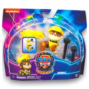 PAW PATROL Rubble Cane Giocattolo Cucciolo Giallo Action Figure Mighty Movie - Foto 1 di 2