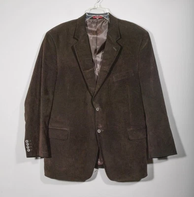 Adolfo Cotton Dark Brown Corduroy Two Button Blazer Jacket Sport Coat Sz 48R - Image 1 of 4