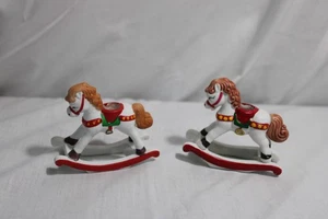 2 Vintage Ceramic Rocking Horse Mini Candle Holders - Picture 1 of 4
