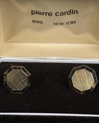 Pierre Cardin золотистый запонки восьмиугольник новый винтажный пара роскошь дизайнер с чехлом - Изображение 1 из 4