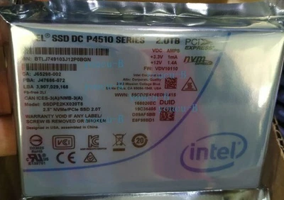 2TB Intel SSD P4510 Series DC NVME U.2 2.5" SSDPE2KX020T8 Solid State Drive - Image 1 of 3