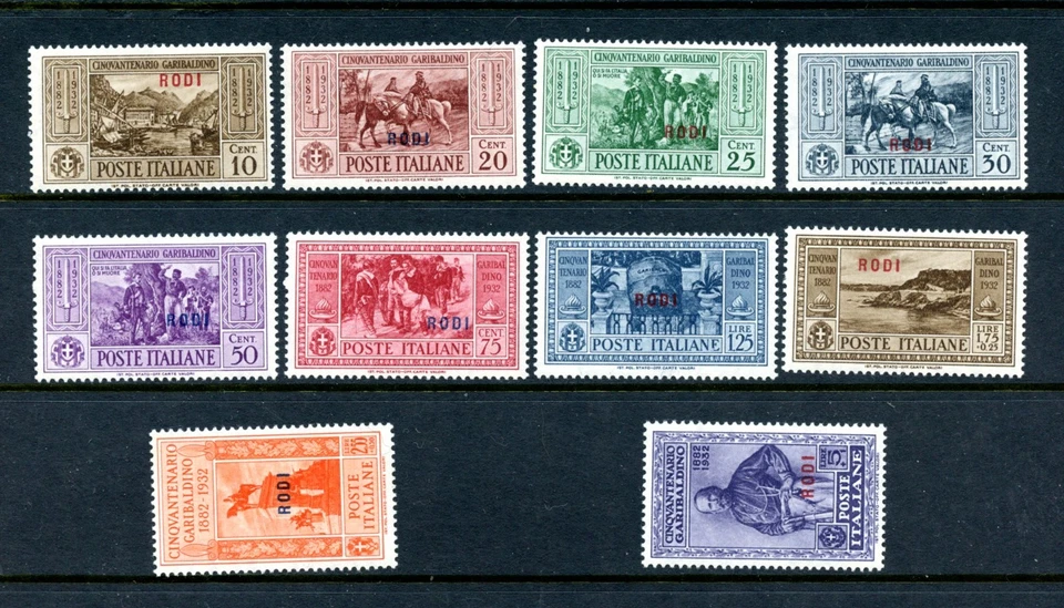 Italy-Aegean-Rhodes #45-54 (I208) Comp 1932 Garibaldi, MNH, VF, CV$190.00 - Image 1 of 1