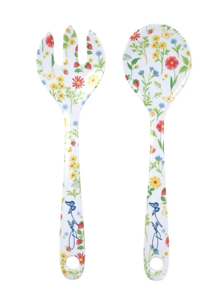 Dolly Parton Melamine Floral Salad Spoon & Fork Set of 2 New Adorable - Image 1 of 1