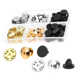 1 box of Rubber Copper Pin Backs Lapel Pin Backs Pin Safety Backs Flat Round - Picture 1 of 12