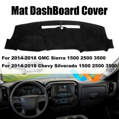 Black Mat Dash Cover Dashmat for GMC Sierra 1500 2500 3500 2014 2015 2016 2017 - Image 1 of 4