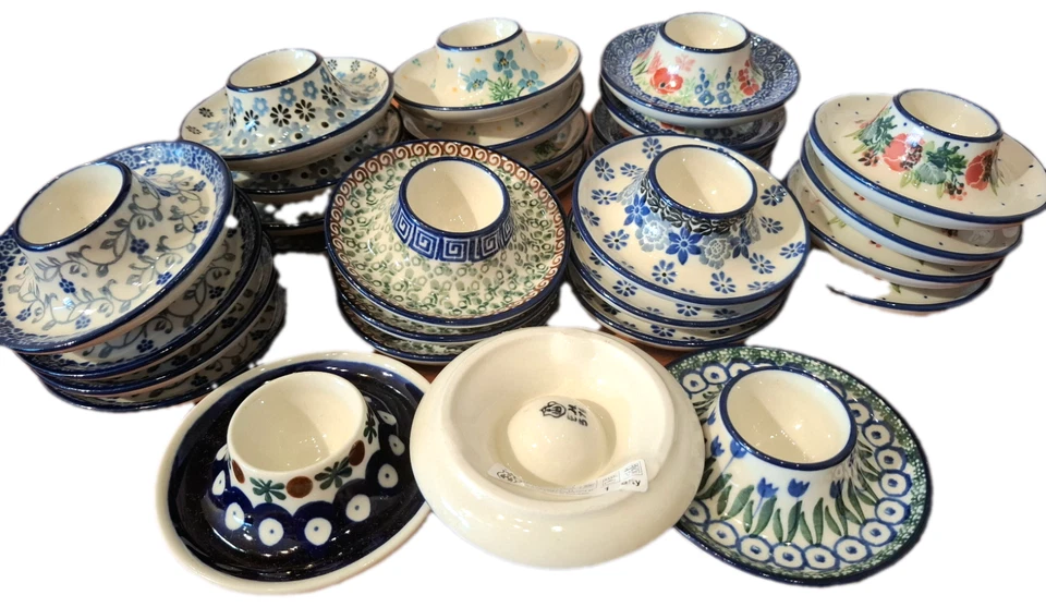 Eierbecher flach, Eierteller, Bunzlauer Keramik D:10cm H:3,5cm DACKEL LAWENDEL - Bild 1 von 1