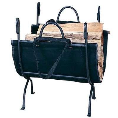 Deluxe Wrought Iron Log Holder with Carrier - Black - Image 1 of 2