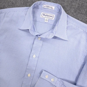 Vintage Burberrys of London Anzughemd Herren 16-34 blau weiß kariert Made in USA - Bild 1 von 9