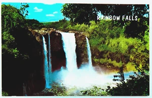 Rainbow Falls Hilo Hawaii Postcard Vintage Chrome Landscape Waterfall Nature - Picture 1 of 2