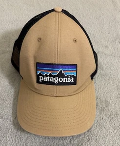 Patagonia P-6 Logo Snapback Trucker Baseball Hat Orange Mesh Black AdjustableCap - Picture 1 of 8