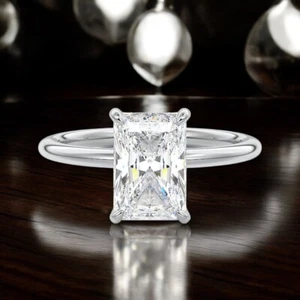 Anillo de compromiso nupcial 2,15 quilates IGI cultivado en laboratorio diamante talla radiante oro blanco de 14 k - Imagen 1 de 13