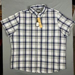 Lee Mens Button Down Shirt Short Sleeve Blue Pocket Size 2XB (2XL) Casual Plaid - Picture 1 of 9