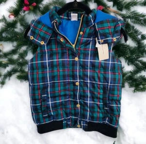 Peyton & Parker plaid winter puffer hooded vest size girls medium 10/12 NWT - Picture 1 of 3