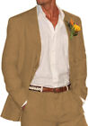 Men Linen 2 Piece Suit Groomsmen Summer Wedding Tuxedo Suit Blazer+Pants 42r 44r