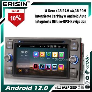 8-Kern Android 12 Autoradio GPS DAB+ CD Ford C/S-Max Focus Fiesta Transit Galaxy