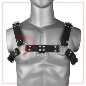 Men's Male Cow Leather Body Chest Bodysuit Harness Belt Night Clubwear Costume - Picture 1 of 5
