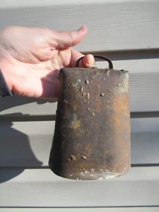 Antique Brass 6 1/2" Cow Bell Farmhouse Primitive - Picture 1 of 5