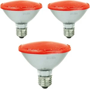 Sunlite LED PAR30 Short Neck Reflector Light Bulb, 3W E26 Base Red Lens - 3 Pack - Picture 1 of 2