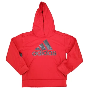 Adidas Hoodie Sweatshirt Youth Kids Boys Size 5 Red Graphic Logo Pockets - Picture 1 of 11